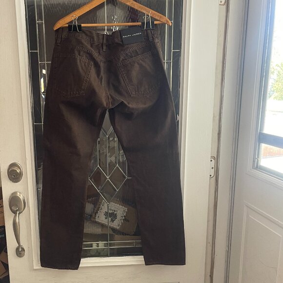 Ralph Lauren Men's Slim Fit Waxed Brown Pants Jeans! 34×32 - Picture 2 of 6